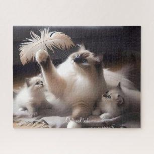 Quebra-cabeça Cinza, Ragdolas, Gato e Gatinhos