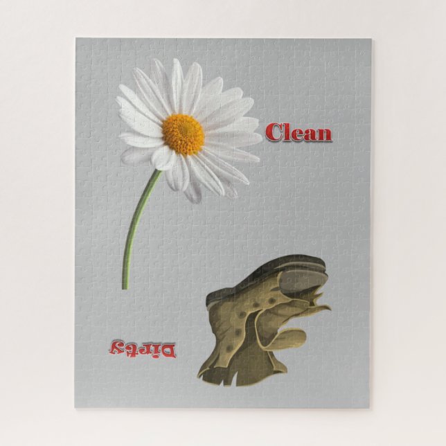 Quebra-cabeça Cinza Suja de Calçado Limpa (Vertical)