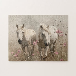 Quebra-cabeça Cinzas Flores Rosa Pintura Pintura Pintura De Óleo