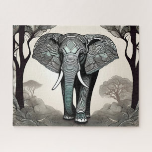 Quebra-cabeça Cinzas magníficas Belo Elefante Andando