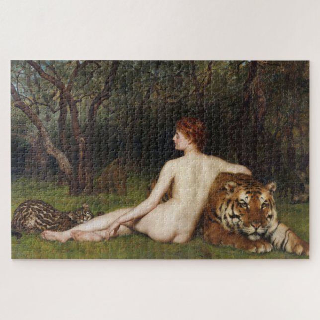 Quebra-cabeça Circe (Mulher, Tigre e Ocelote) (por John Collier) (Horizontal)