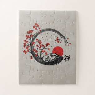Quebra-cabeça Círculo de Enso do zen e ramos de Sakura