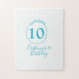 Quebra-cabeça Círculo turquesa. Brilhante 10.º aniversário negri