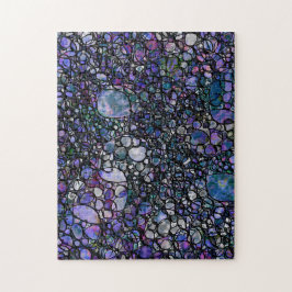 Quebra-cabeça Círculos Abstratos Desenhados à Mão, Azul, Roxo, P