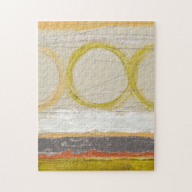 Quebra-cabeça Círculos Amarelo e Laranja em Fundo Multicolorido (Vertical)