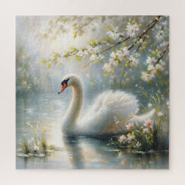 Quebra-cabeça Cisne no Lago Floral Painting