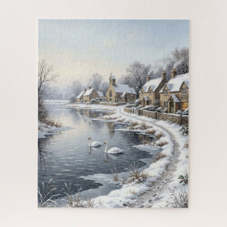 Quebra-cabeça Cisnes de Inverno Vitorianos Natal Village
