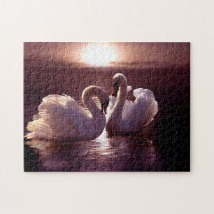 Quebra-cabeça Cisnes Loving que formam um coração