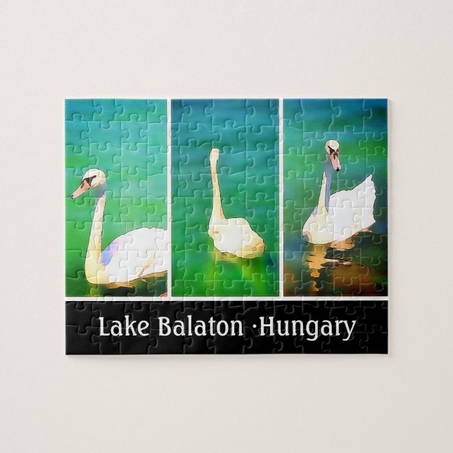 Quebra-cabeça Cisnes no lago Balaton - triptych (Horizontal)