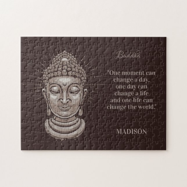 Quebra-cabeça Citação Buda de Nome e Texto Personalizado (Horizontal)