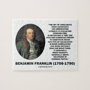 Quebra-cabeça Citação de Benjamin Franklin Avaliando Probabilida
