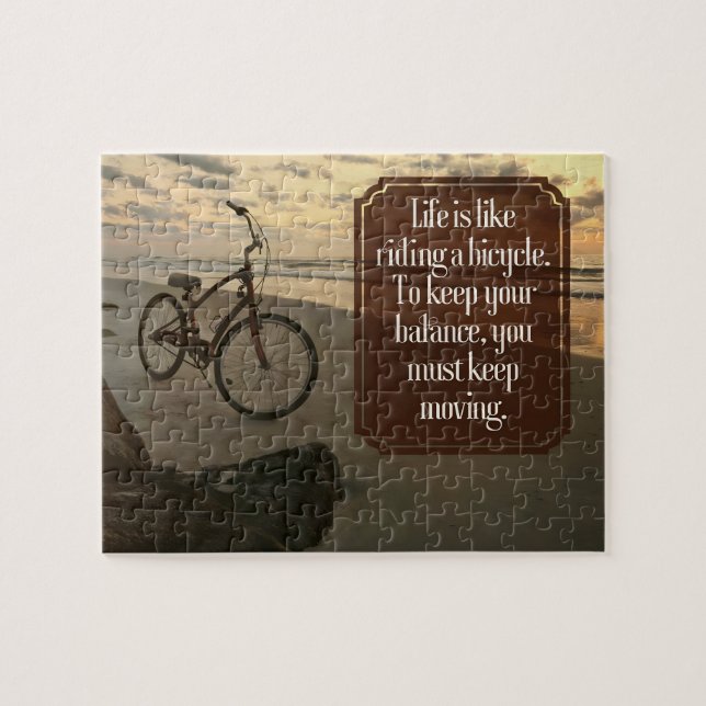 Quebra-cabeça Citação Inspiracional "Andando uma bicicleta" (Horizontal)