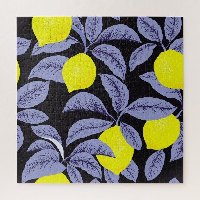 Quebra-cabeça Citros limões, design de colheita botânica. (Vertical)