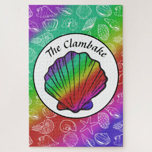 Quebra-cabeça Clambake Rainbow Clam Shellfish Padrão de 20" x 30