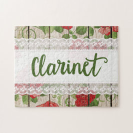 Quebra-cabeça Clarinet Wood Lace Rosas Rústicos Música
