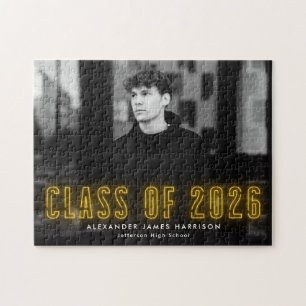 Quebra-cabeça Classe de Neon Amarelo Moderno da Foto para Gradua