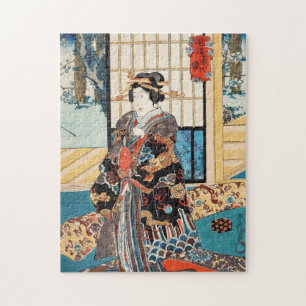 Quebra-cabeça Clássico vintage ukiyo-e geisha utagawa japonesa