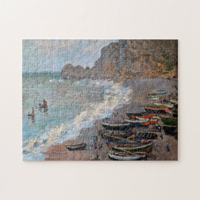 Quebra-cabeça Claude Monet - A praia em Etretat (Horizontal)