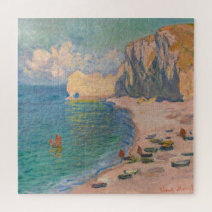 Quebra-cabeça Claude Monet - Etretat: Praia e Falaise d'Amont