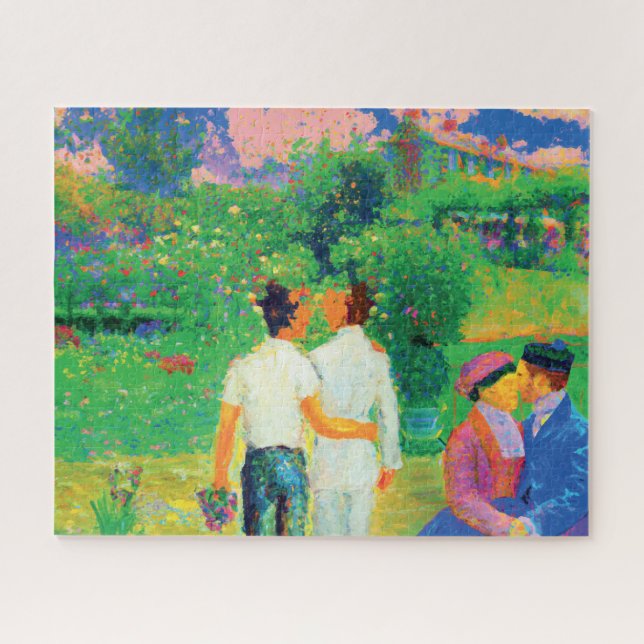 Quebra-cabeça Claude Monet Gay Amantes AI Gerados (Horizontal)