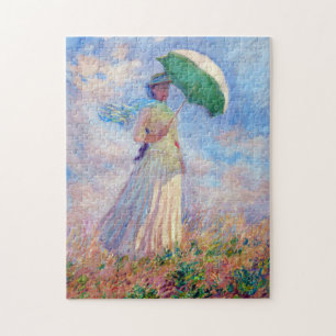 Quebra-cabeça Claude Monet - Mulher com Parasol virada para a di