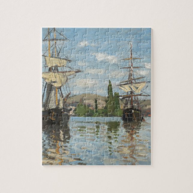 Quebra-cabeça Claude Monet Navio a Caminhar no Sena em Rouen (Vertical)