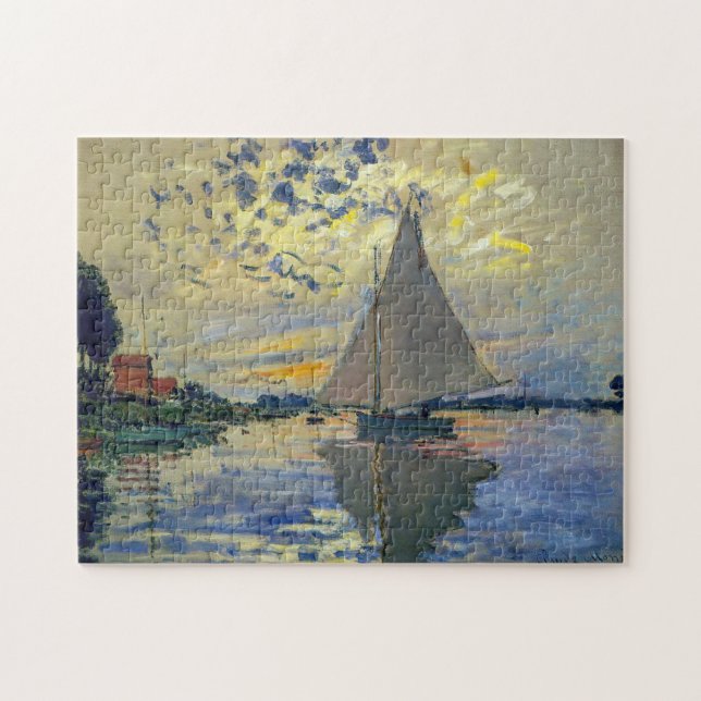 Quebra-cabeça Claude Monet - Navio de vela no Le Petit-Gennevill (Horizontal)