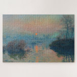 Quebra-cabeça Claude Monet - Sunset sobre o Sena em Lavacourt<br><div class="desc">Sunset on the Seine at Lavacourt,  Winter Effect / Soleil couchant sur la Seine a Lavacourt,  effet d'hiver - Claude Monet,  Oil on Canvas,  1880</div>