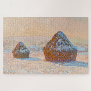 Quebra-cabeça Claude Monet - Wheatstacks, Efeito da Neve, Manhã