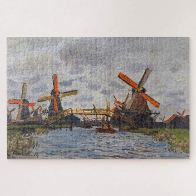 Quebra-cabeça Claude Monet - Windmills perto de Zaandam (Horizontal)