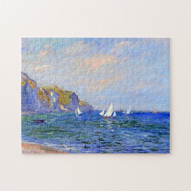 Quebra-cabeça Cliff e veleiros em Pourville Monet Fine Art (Horizontal)
