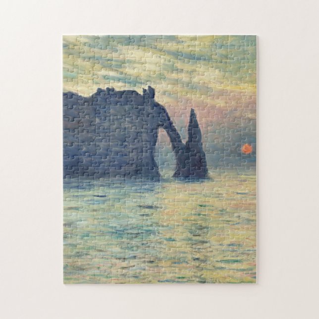 Quebra-cabeça Cliff Etretat Sunset Por Claude Monet (Vertical)