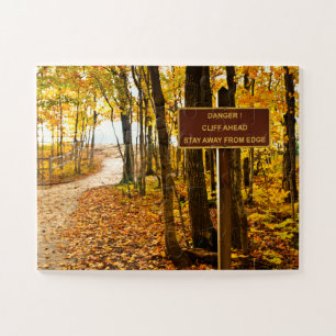 Quebra-cabeça Cliff Warning Sign U P Michigan Photography
