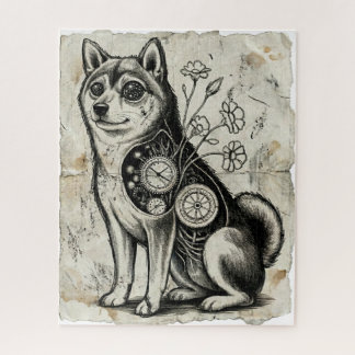 Quebra-cabeça Clockwork Shiba – Gothic Overthinking Dog Puzzle