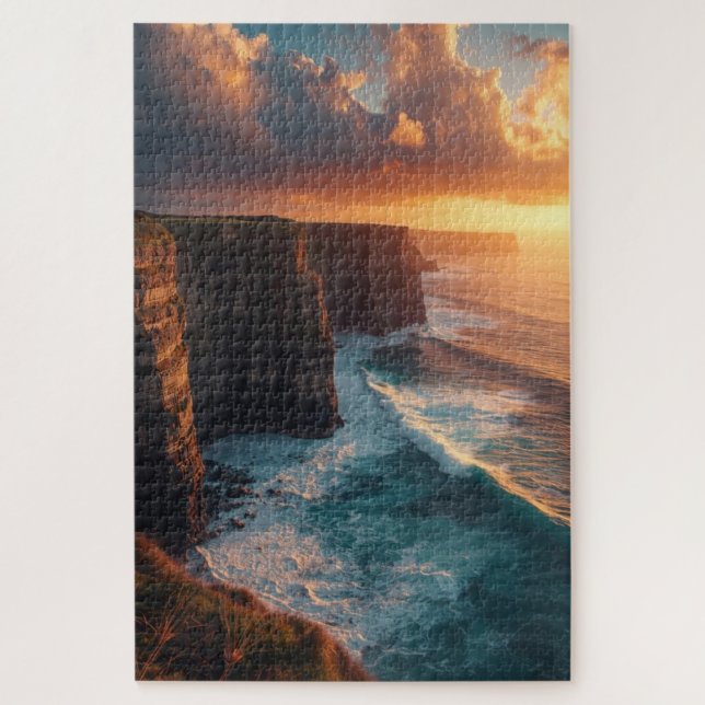 Quebra-cabeça Coastal Cliff Sunset Jigsaw Puzzle (Vertical)