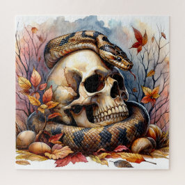 Quebra-cabeça Cobra com outono de crânio