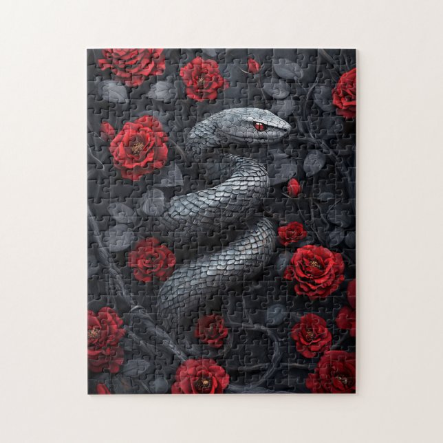 Quebra-cabeça Cobra e Rosas góticos (Vertical)