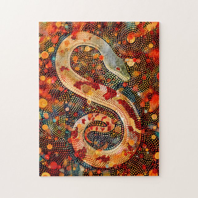 Quebra-cabeça Cobra em estilo de arte pontilhista Aborígene (Vertical)