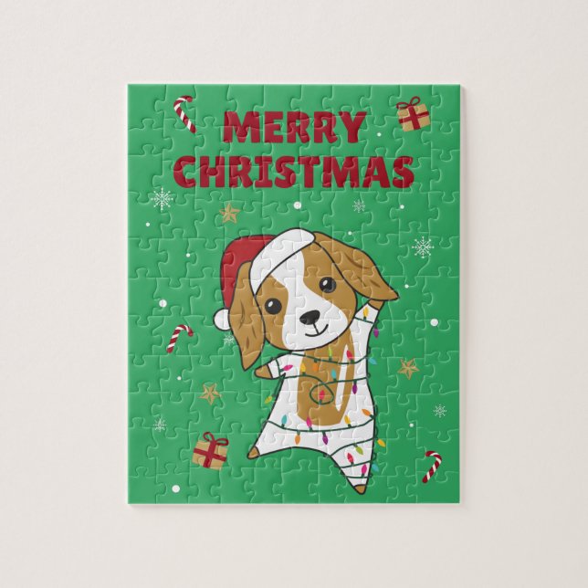 Quebra-cabeça Cocker Spaniel Cão de Natal Cachorro de inverno Ca (Vertical)