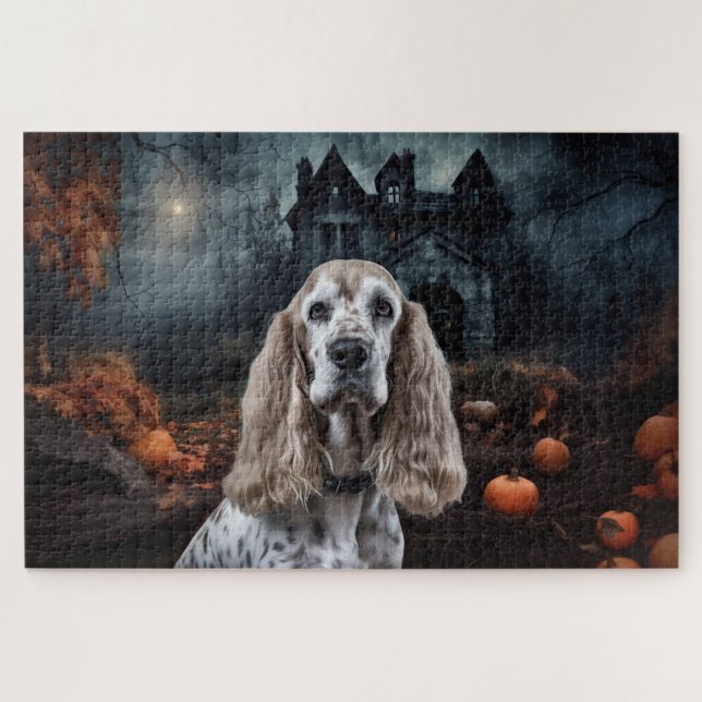 Quebra-cabeça Cocker Spaniel Dia das Bruxas Assustador (Horizontal)