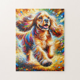 Quebra-cabeça Cocker Spaniel Dog Portrait Arte Acrílica Impressã