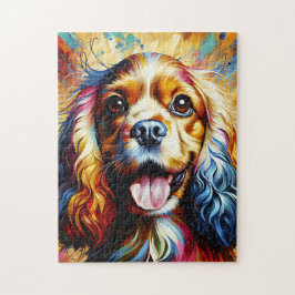 Quebra-cabeça Cocker Spaniel Dog Portrait Arte Acrílica Impressã