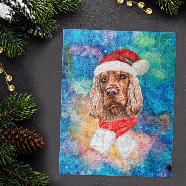 Quebra-cabeça Cocker Spaniel Inglês Raça Cachorro Natal (Criador carregado)