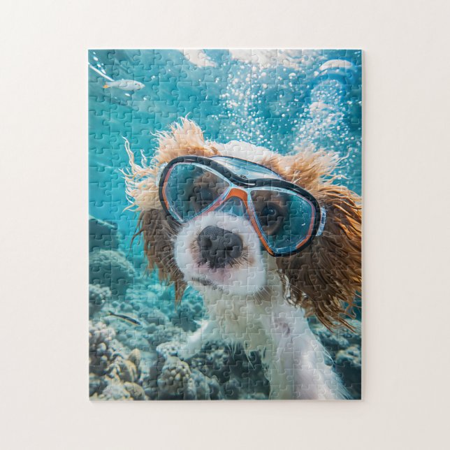 Quebra-cabeça Cocker Spaniel King Charles dirigindo no oceano (Vertical)