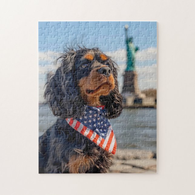 Quebra-cabeça Cocker Spaniel King Charles em Nova York (Vertical)