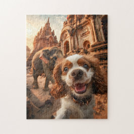 Quebra-cabeça Cocker Spaniel King Charles no templo de Ankor