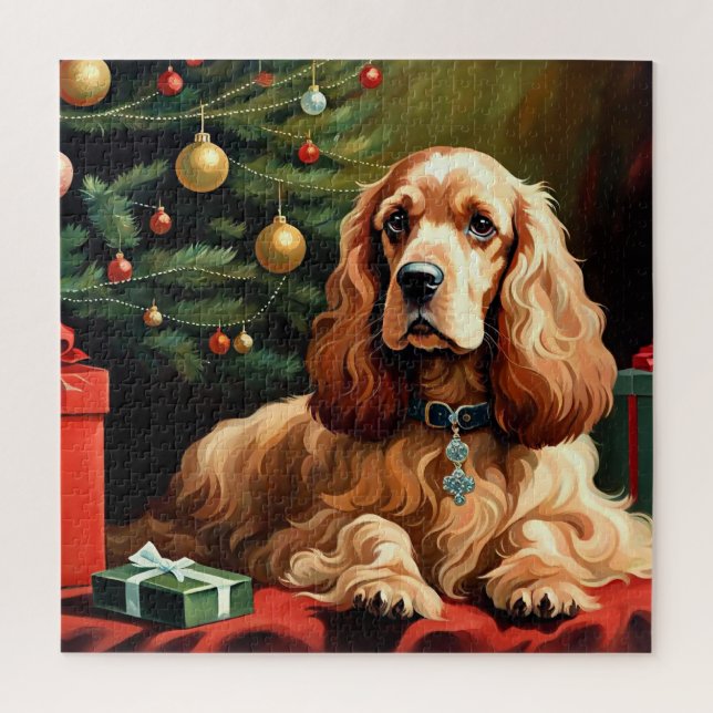 Quebra-cabeça Cocker Spaniel Natal (Vertical)