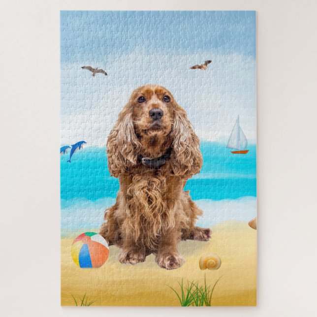 Quebra-cabeça Cocker Spaniel no Beach (Vertical)