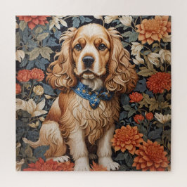 Quebra-cabeça Cocker Spaniel William Morris Inspirou Floral
