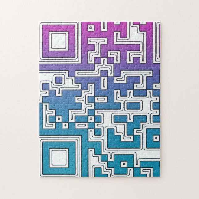 Quebra-cabeça Código QR - Azul Roxo (Vertical)